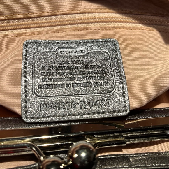 Coach Y2K Grey Silver Purse Kisslock 3 Compartment Shoulder Bag - Picture 8 of 13